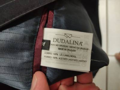 Terno Dudalina Preto Com Risca De Giz, 100% L Super 130