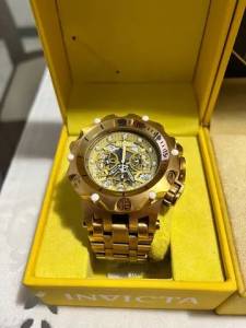 Invicta Hybrid Skeleton Banhado A Ouro 18k