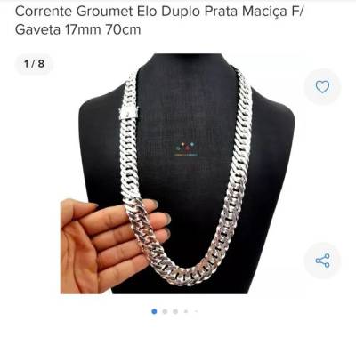 Cordo De Prata Elo Duplo Grosso