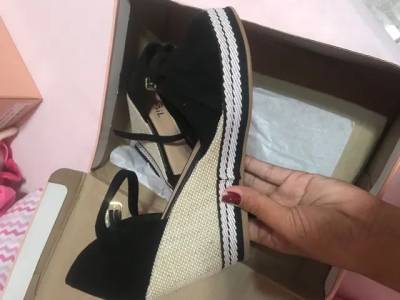 Sandalia Femininas Anabela Salto Mdio Espadrille Trana