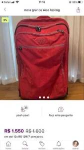 Mala Kipling Vermelha Grande