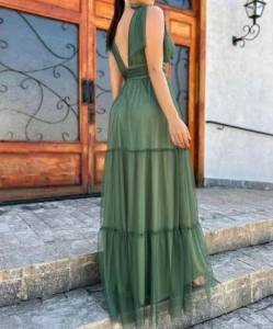 Vestido Longo Madrinha Festa Tule Verde