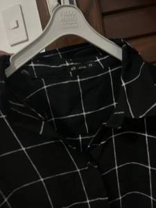 Camisa Social Preta Quadriculada