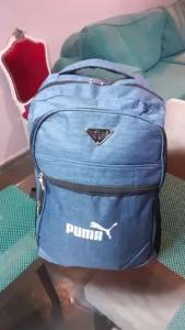 Mochila Azul Jeans Com 3 Compartimentos