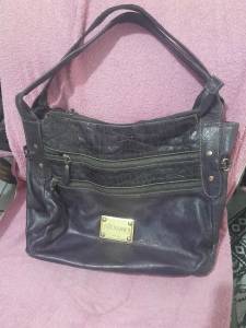 Sp Vendo Bolsa De Couro Azul, Usada Conservada