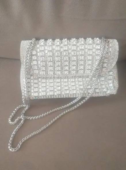 Bolsa De Mo Prata Toda Em Pedrarias