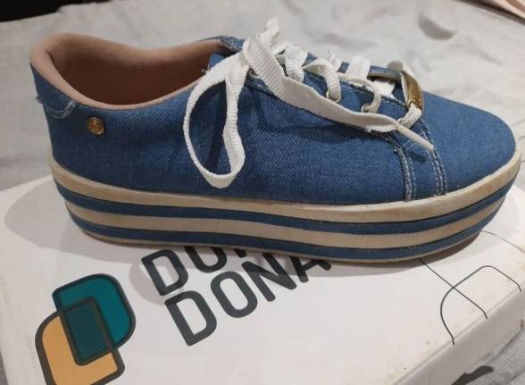 Tnis Plataforma Jeans Azul - Domi Dona