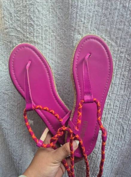 Sandlias Rasteiras Rosa Com Amarrao
