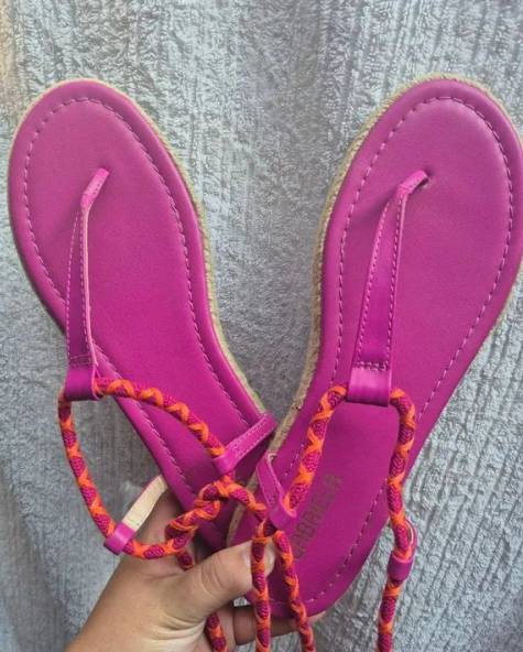 Sandlias Rasteiras Rosa Com Amarrao