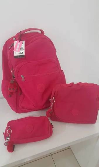 Kit Mochila, Bolsa E Estojo Kipling Vermelha