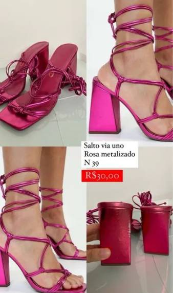 Sandlia Salto Alto Via Uno Rosa Metalizado