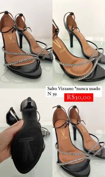 Sandlia Salto Vizzano - Tamanho 39 - Preta