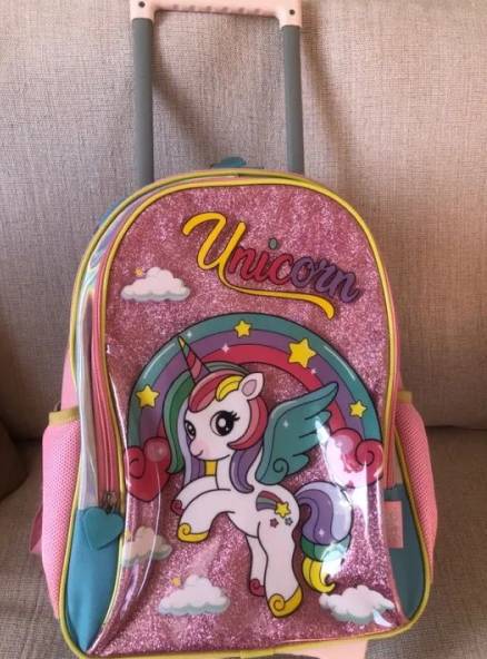 Mochila De Rodinhas Unicrnio - Rosa