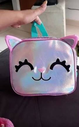 Kit Mochila Infantil Gatinha Com Lantejoulas