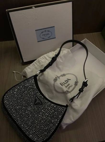 Bolsa Prada  De Ombro  Com Pedrarias