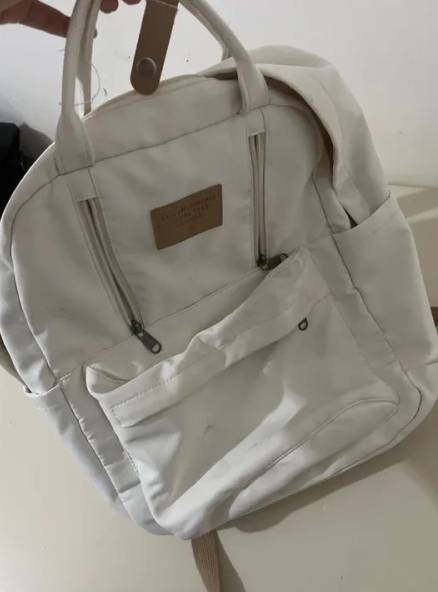 Mochila Branca De Tecido - Ideal O Dia A Dia