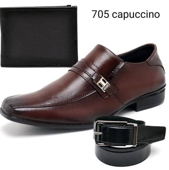Kit Sapato Masculino Social Couro Com Carteira E Cinto