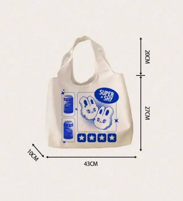 Bolsa De Ombro Super Shy New Jeans - Branca Com Detalhes Em Azul