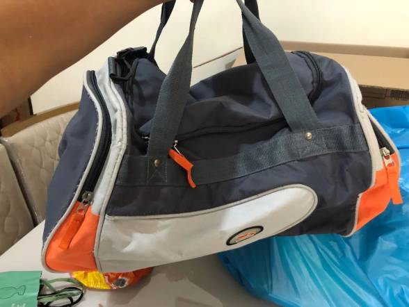 Bolsa De Viagem Cinza E Laranja