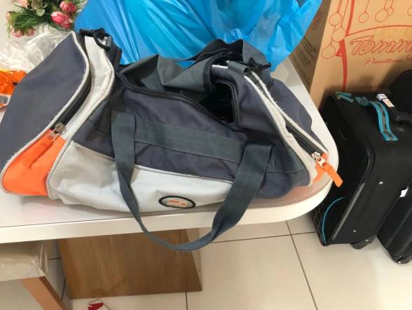 Bolsa De Viagem Cinza E Laranja