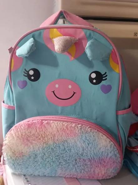 Mochila Infantil Unicrnio Azul Com Rosa