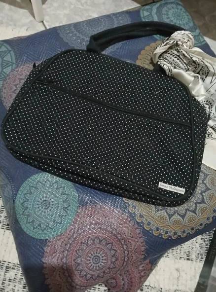 Bolsa De Mo  Preta Com Bolinhas
