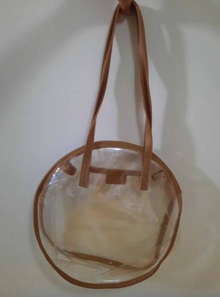 Bolsa Transparente Com Ala Marrom