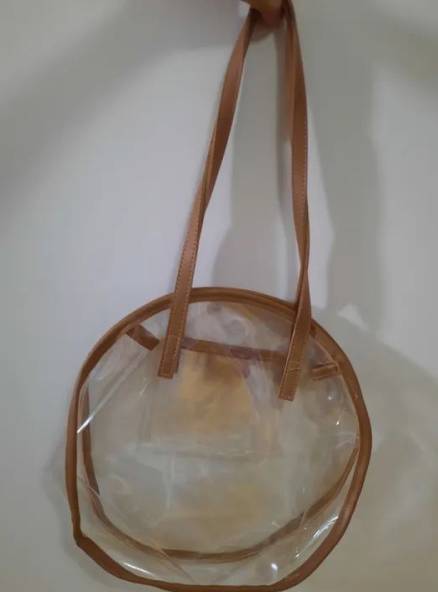 Bolsa Transparente Com Ala Marrom