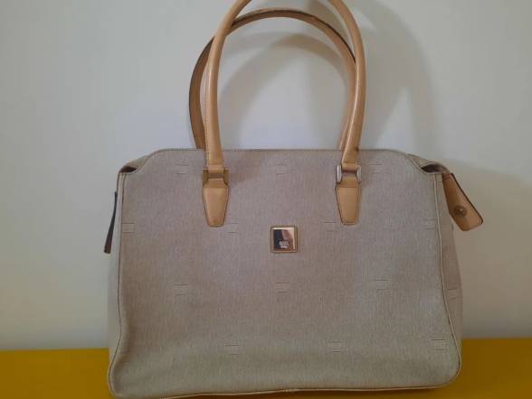 Bolsa De Mo Bege De Couro