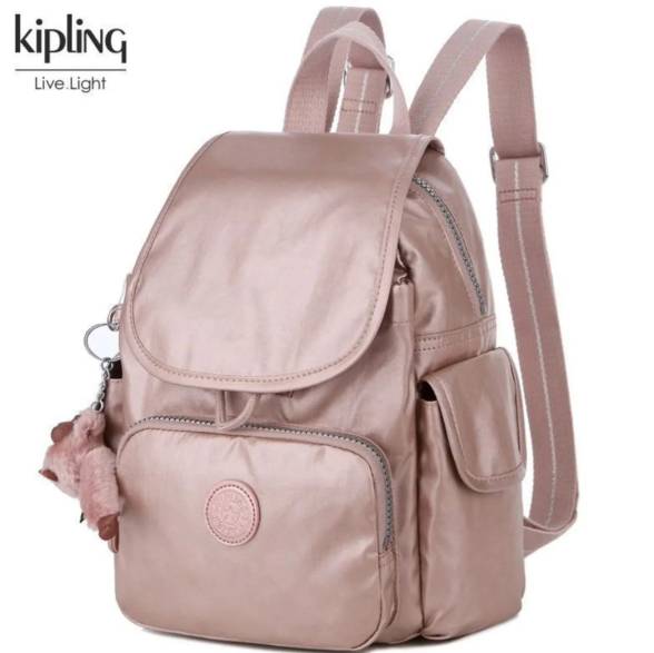 Mochila Kipling Rosa Metalizada