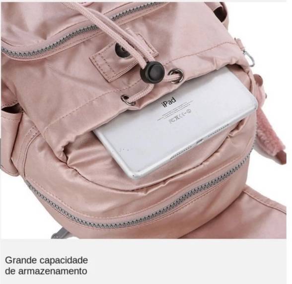 Mochila Kipling Rosa Metalizada