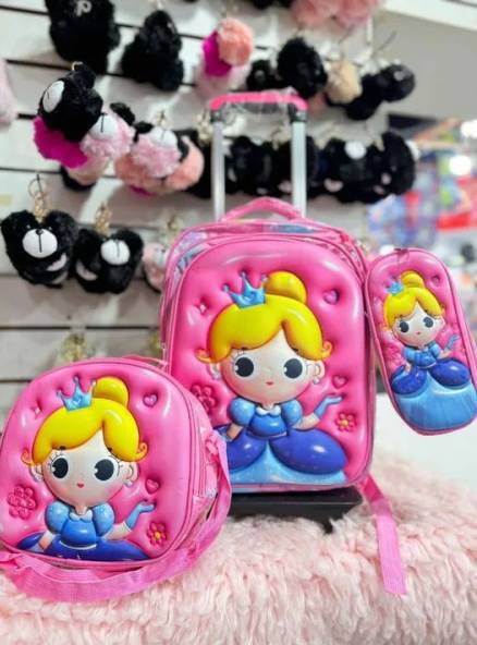 Conjunto De Mochila De Rodinhas Infantil Sweet Cat Rosa